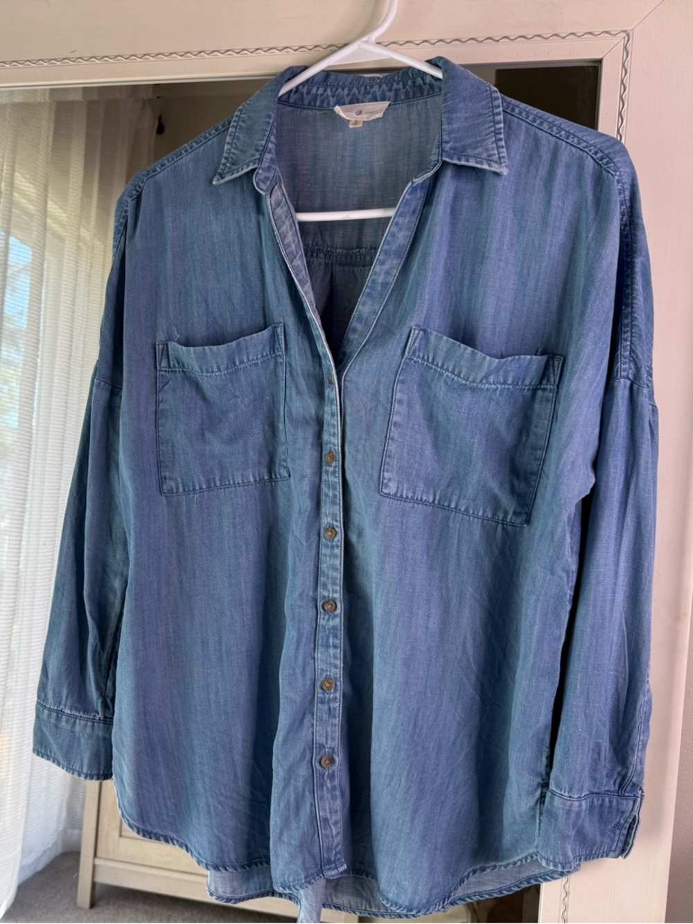 Lou & Grey by Loft Denim Chambray Shirt, Small